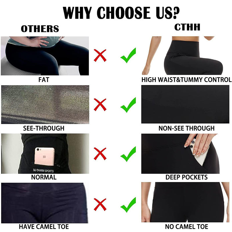 Fullsoft 2 Pack Womens Yoga Leggings With Pocket High Waisted Tummy Control Pants