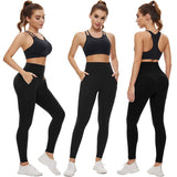 Fullsoft 2 Pack Womens Yoga Leggings With Pocket High Waisted Tummy Control Pants