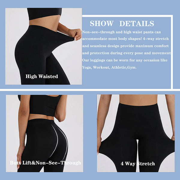  FULLSOFT Soft Leggings For Women - High Waisted Tummy  Control No See Through Workout Yoga Pants(Black,Navy Blue