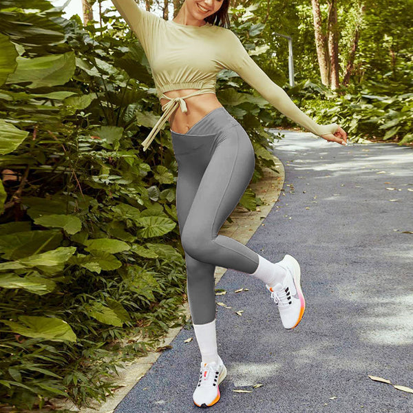 Women's Leggings Soft Front Waist Cross Sport Gym High Waist Fitness Yoga  Pants-XL : : Sports & Outdoors