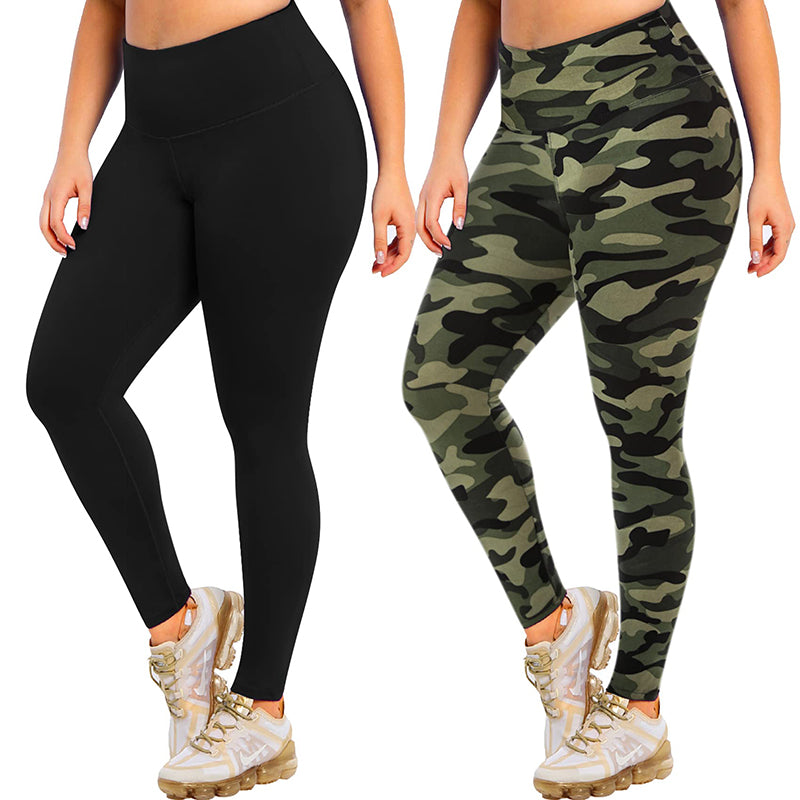 Fullsoft Black Plus Size Womens Leggings High Waisted Yoga Workout Pants