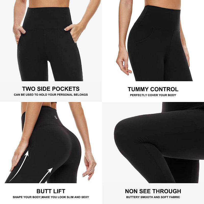 Crossover Leggings For Women Tummy Control - Soft High Waisted Leggings Non  See-Through Cross Waist Tights Workout Running Yoga Pants