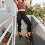 Fullsoft Womens Capri Leggings High Waisted Tummy Control Yoga Cropped Pants Black