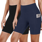 Fullsoft 2 Pack Womens Biker Shorts With Pockets High Waisted Workout Running Athletic Leggings