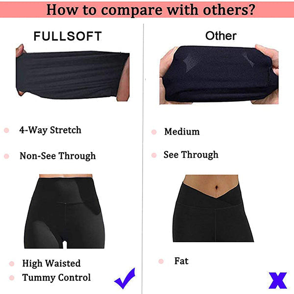 Fullsoft 2 Pack Plus Size Womens Capri Leggings Black High Waisted Yoga  Pants