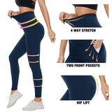 Fullsoft Navy Blue Womens Yoga Leggings With Pocket High Waisted Tummy Control Pants