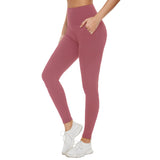 Fullsoft Rouge Blush Womens Yoga Leggings With Pocket High Waisted Tummy Control Pants