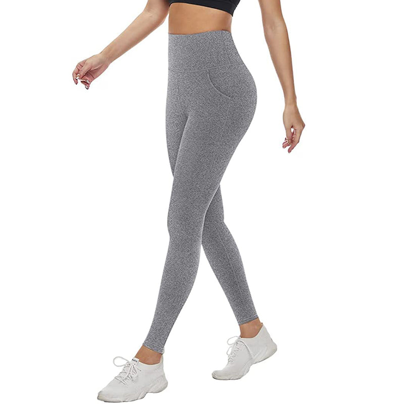 HISKYWIN Womens Straight Leg Yoga Pants with Pockets Tummy Control Non  See-Through Workout Pants - grey - Large - ShopStyle Trousers