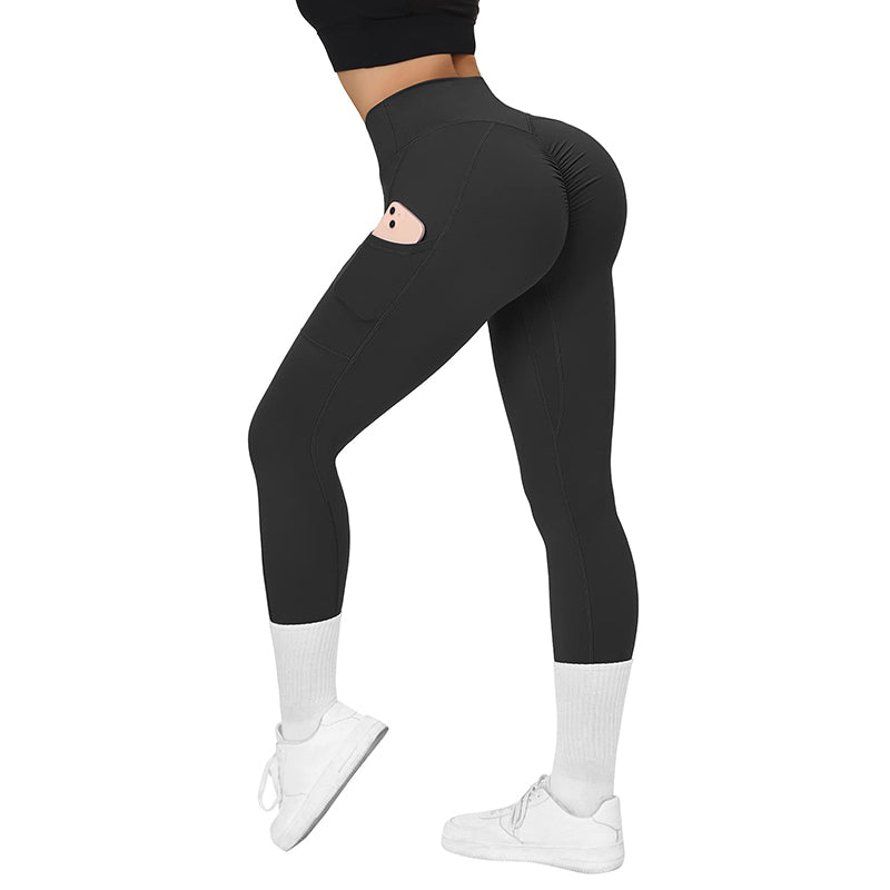 Leggings for Women Tummy Control Butt Lifting Leggings for Women with  Pockets V Cross Running Gym Biker Yoga Pants