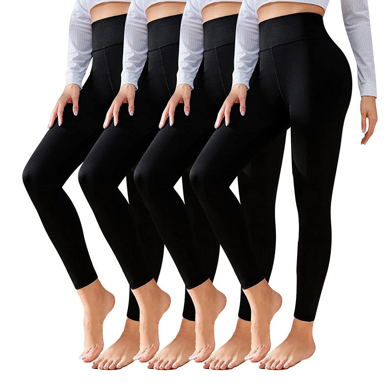 Fullsoft Black 4 Pack Womens Yoga Leggings Buttery Soft High