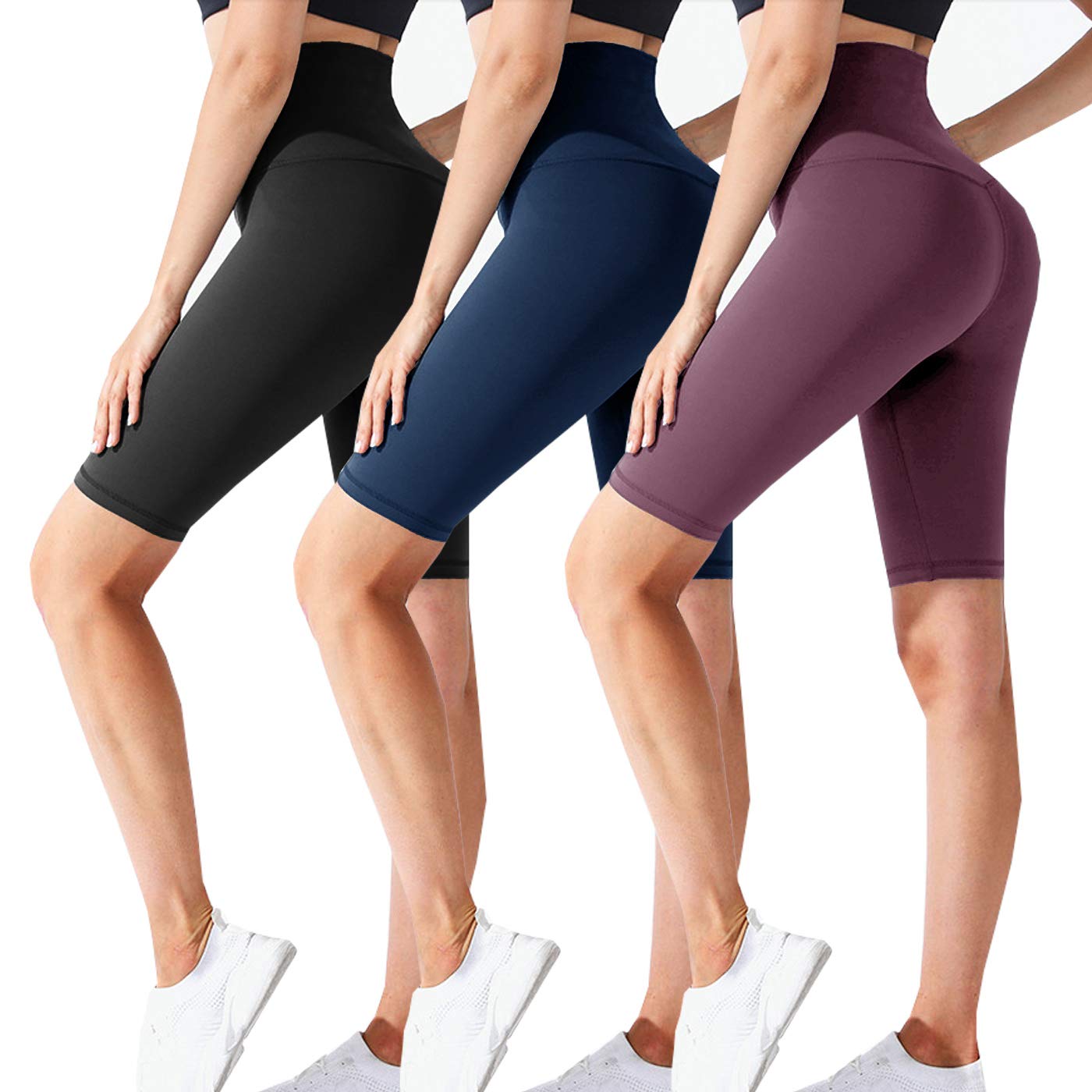 Fullsoft 3 Pack Biker Shorts Womens High Waisted Workout Running Athletic  Shorts Leggings