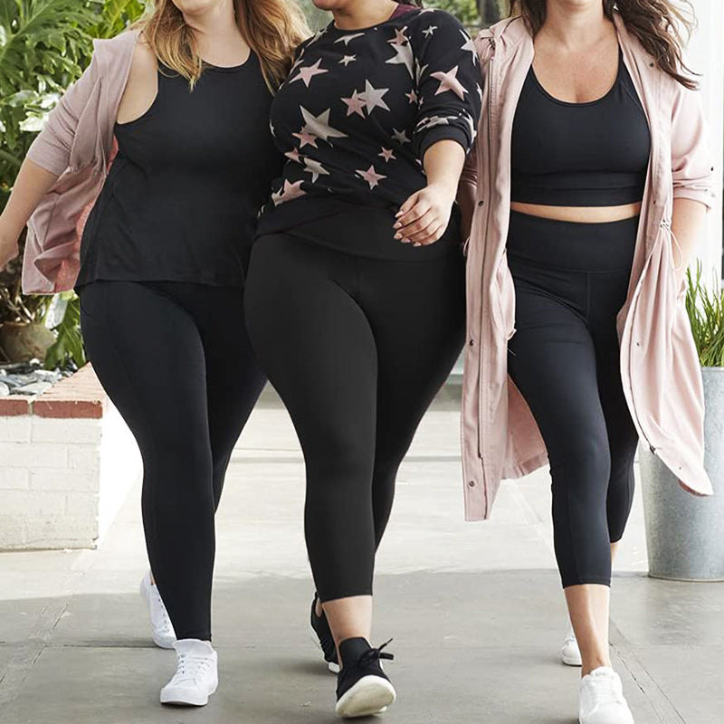 UMSIFEY Plus Size Leggings For Women - High Waist Tummy Control Yoga Pants 2-Pack
