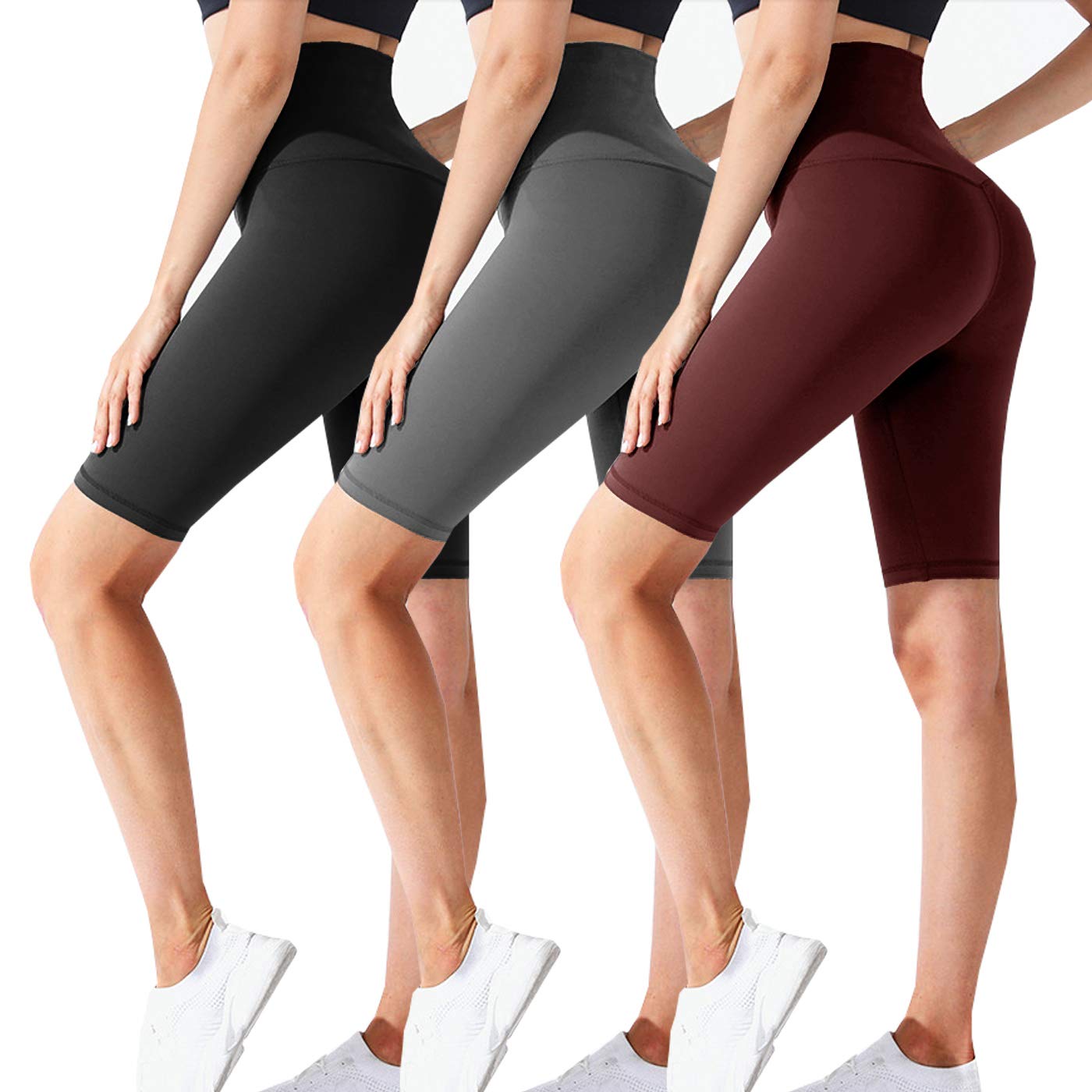 Fullsoft 3 Pack Biker Shorts Womens High Waisted Workout Running Athletic Shorts Leggings