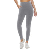 Fullsoft Light Grey Womens Yoga Leggings With Pocket High Waisted Tummy Control Pants
